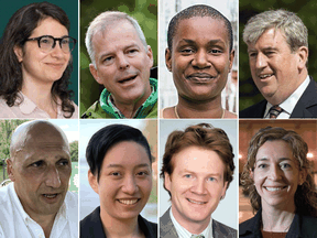 Green Party of Canada leadership candidates, top left to right: Meryam Haddad, David Merner, Annamie Paul, Glen Murray; bottom left to right: Dimitri Lascaris, Amita Kuttner, Andrew West, Courtney Howard.