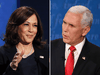 Democratic vice presidential nominee Senator Kamala Harris and U.S. Vice President Mike Pence during their 2020 vice presidential debate on October 7, 2020.