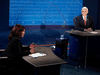 Democratic vice presidential nominee Kamala Harris, left, speaks during the vice-presidential debate with U.S. Vice-President Mike Pence on Oct. 7.