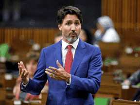 Prime Minister Justin Trudeau speaks during question period in the House of Commons, October 21, 2020.