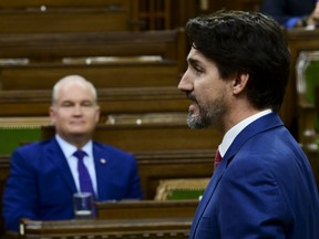 Prime Minister Justin Trudeau answers a question during question period in the House ofd Commons on Parliament Hill in Ottawa on Wednesday, Oct. 21, 2020.