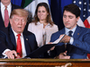 President Donald Trump and Prime Minister Justin Trudeau put pens to the revamped free-trade agreement between the U.S., Mexico and Canada in 2018.