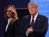 U.S. President Donald Trump and first lady Melania Trump on stage after the first 2020 presidential debate on September 29.