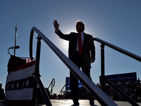 U.S. President Donald Trump rallies with supporters at Phoenix Goodyear Airport in Arizona, October 28, 2020.