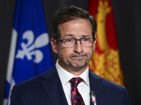 Bloc Quebecois Leader Yves-Francois Blanchet holds a press conference on Parliament Hill in Ottawa on Wednesday, Sept. 30, 2020.