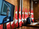 Immigration Minister Marco Mendicino and Health Minister Patty Hajdu announce new rules for who is allowed to enter Canada during the COVID-19 pandemic during a news conference in Ottawa, Friday, Oct. 2, 2020.