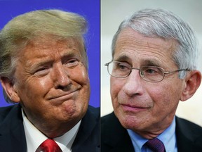 U.S. President Donald Trump and Anthony Fauci, director of the National Institute of Allergy and Infectious Diseases in file photos.