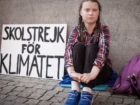 Sign of things to come: Greta Thunberg outside the Swedish parliament in 2018.