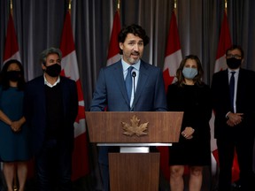 Prime Minister Justin Trudeau following a cabinet retreat in Ottawa on Sept. 16, 2020.