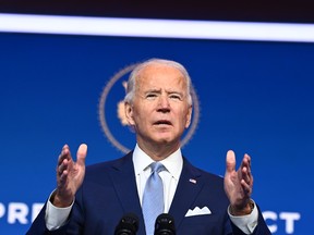 U.S. President-elect Joe Biden speaks during cabinet announcement event in Wilmington, Delaware, on November 24, 2020.