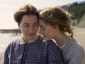 From left, Kate Winslet and Saoirse Ronan find love and fossils in Ammonite.