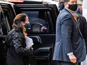 Avril Haines gets out of the car to meet with president-elect Joe Biden in Wilmington, Delaware on November 17, 2020.