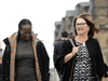 Independent MP Celina Caesar-Chavannes walks with Liberal MP Jane Philpott on Parliament Hill on Tuesday, April 2, 2019.