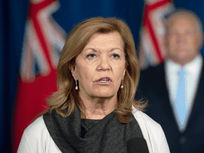 Ontario Health Minister Christine Elliott speaks at the daily briefing at Queen’s Park in Toronto on Tuesday November 17, 2020.
