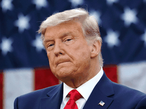 U.S. President Donald Trump at a rare post-election public appearance, outside the White House on Nov. 13.