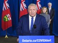 Ontario Premier Doug Ford holds a press conference on Oct. 2, 2020. The Ontario budget to be presented Nov. 5 is expected to take stock of the pandemic’s impact on the province's public finances and provide Ontarians with an update on the government’s plan to address the pandemic’s economic and public health challenges.