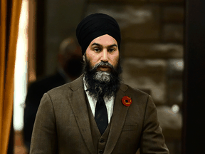 NDP leader Jagmeet Singh during question period in the House of Commons on Wednesday, Nov. 4, 2020.