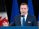 Alberta Premier Jason Kenney announces new COVID-19 measures for the province, in Edmonton on November 24, 2020