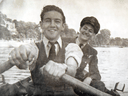 Morley Ornstein, rear, with his friend Pilot Reg Paterson, rowing in England in 1944.