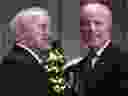 Former prime minister Brian Mulroney, left, and U.S. president-elect Joe Biden.