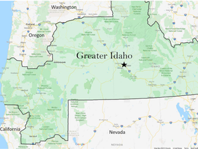 A proposed map of Greater Idaho.