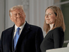 U.S. President Donald Trump and new U.S. Supreme Court justice Amy Coney Barrett during a ceremony at the White House on Monday, Oct. 26, 2020.