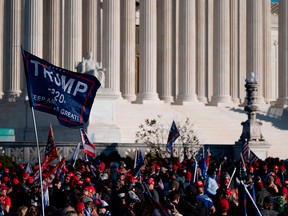 Supporters of U.S .President Donald Trump rally at the U.S. Supreme Court in Washington on Nov. 14, 2020.