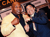 Former U.S. boxing champion Mike Tyson and former Argentine football player Diego Maradona at Cannes in 2008.