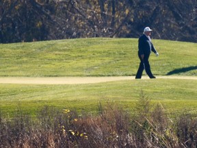 U.S. President Donald Trump plays golf at the Trump National Golf course on the day after news media declared U.S. Democratic presidential nominee Joe Biden the winner of the 2020 U.S. presidential election, in Sterling, Virginia, U.S. November 8, 2020.