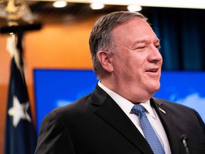 U.S. Secretary of State Mike Pompeo speaks during a briefing, on Nov. 10, 2020, at the State Department in Washington, DC.
