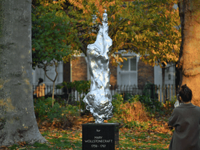 A new sculpture by British artist Maggi Hambling honours 18th century British author and feminist icon Mary Wollstonecraft in north London's Newington Green on November 10, 2020.