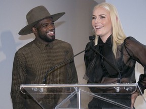 Former Montreal Canadiens player P.K. Subban with his partner Lindsey Vonn at a charity fashion show in Montreal on Thursday, August 22, 2019. Subban is currently a member of the New Jersey Devils.