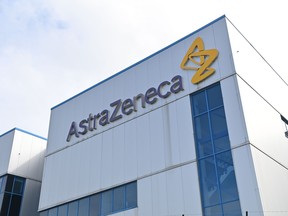 In this file photo taken on July 21, 2020 a general view is pictured of the offices of British-Swedish multinational pharmaceutical and biopharmaceutical company AstraZeneca PLC in Macclesfield, Cheshire.