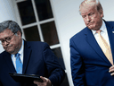 U.S. Attorney General William Barr and President Donald Trump on July 11, 2019.