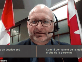 Justice Minister David Lametti testifies via teleconference before the House of Commons justice committee on Tuesday, December 1, 2020.