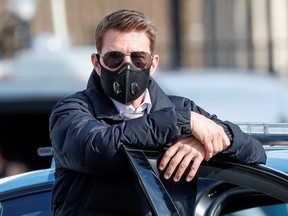 Actor Tom Cruise is seen on the set of "Mission Impossible 7" while filming in Rome, Italy October 13, 2020.