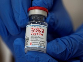 The Moderna COVID-19 vaccine at Northwell Health's Long Island Jewish Valley Stream hospital in New York, U.S., December 21, 2020.