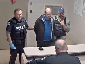 Yonge Street van attacker Alek Minassian, who has been found guilty of 10 counts of first-degree murder, is seen in a video of his booking on April 23, 2018.