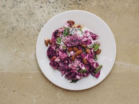 Beet salad with yogurt, carob molasses and almonds from Aegean