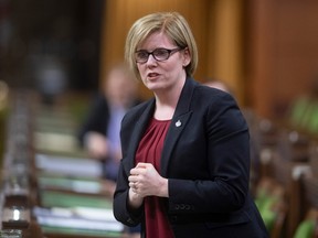 Employment, Workforce Development and Disability Inclusion Minister Carla Qualtrough answers questions during a special sitting of Parliament in the House of Commons Wednesday March 25, 2020 in Ottawa.