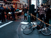 Bikes lay on the ground after a car struck multiple Black Lives Matter protesters on December 11, 2020 in New York.