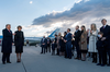 U.S. President Donald Trump and First Lady Melania Trump meet Ivanka Trump (2nd R), husband Jared Kushner (R), their children, Eric (C-R) and Donald Jr. (C-R) and Trump family members stand on the tarmac at Joint Base Andrews in Maryland as they attend US President Donald Trump’s departure on Jan. 20, 2021.