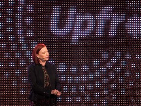 CBC president Catherine Tait speaks during the CBC's annual upfront presentation at The Mattamy Athletic Centre in Toronto, Wednesday, May 29, 2019.