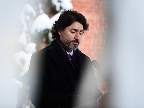 Prime Minister Justin Trudeau holds a press conference at Rideau Cottage in Ottawa on Jan. 22, 2021.