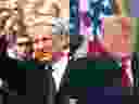 Former Russian president Boris Yeltsin, left, and U.S. President Donald Trump.