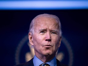 US President-elect Joe Biden speaks about a foreign policy and national security virtual briefing he held earlier at the Queen Theater on December 28, 2020, in Wilmington, Delaware.