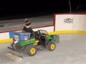 Marty Allain made his son this Zamboni for their backyard rink.