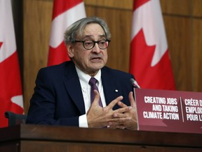 Michael Sabia, chairman of the Canada Infrastructure Bank, speaks during a news conference in Ottawa, Ontario, Canada, on Thursday, Oct. 1, 2020.