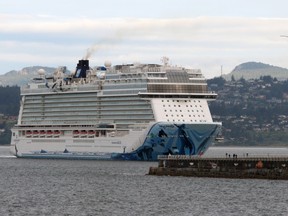 A cruise ship from Alaska prepares to dock in Victoria, en route to Seattle, in 2018.