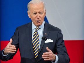 US President Joe Biden participates in a CNN town hall at the Pabst Theater in Milwaukee, Wisconsin, February 16, 2021.